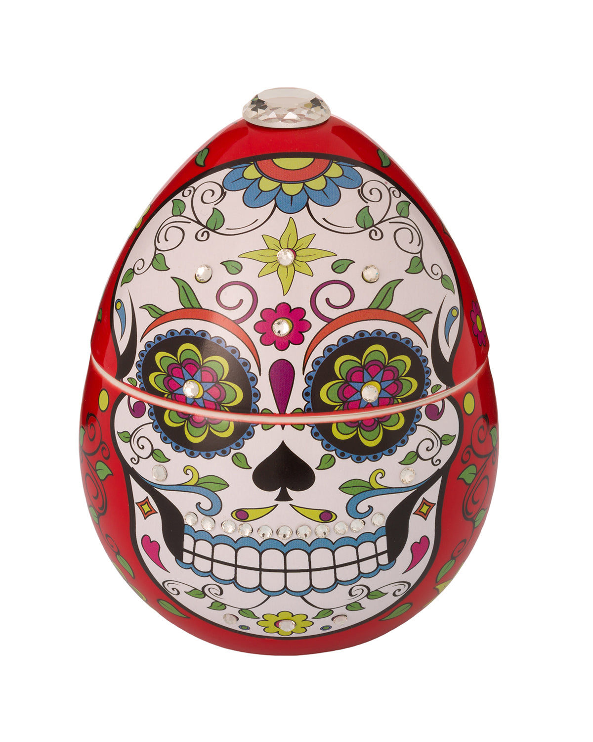 Ladenac Milano Skull ceramic candle 220 g, Red sugar-skull ceramic candle