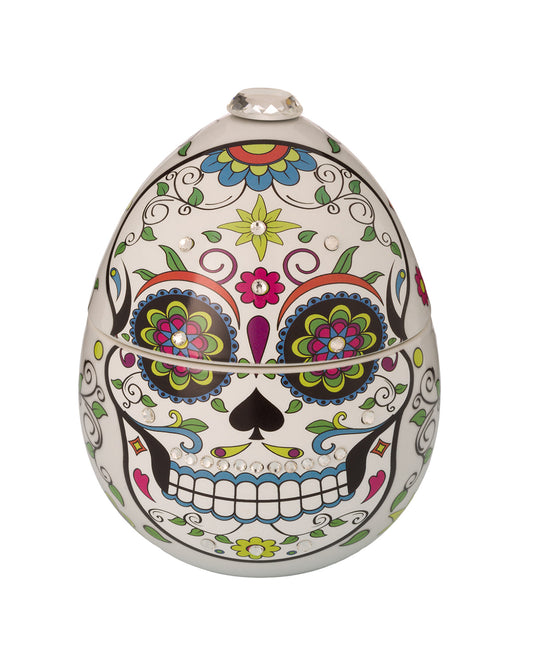 Ladenac Milano Skull ceramic candle 220 g, White sugar-skull ceramic candle