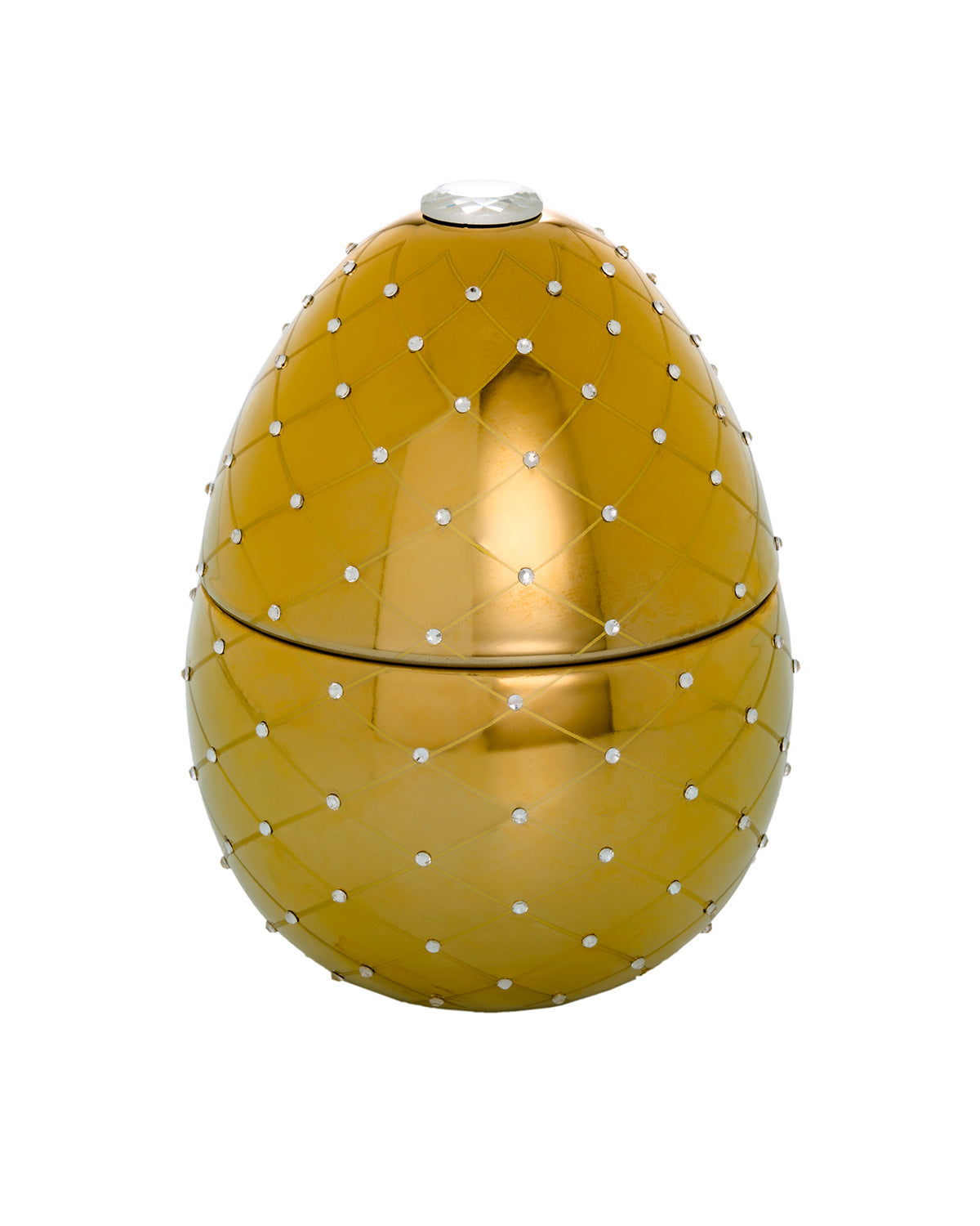 Bois de Russie 450 g ceramic egg candle by Ladenac Milano, Gold and Crystals egg candle