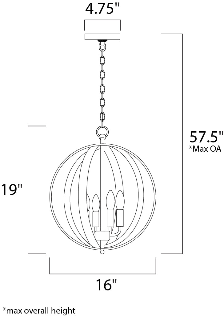 Provident 4-Light Chandelier Satin Nickel by Maxim Lighting