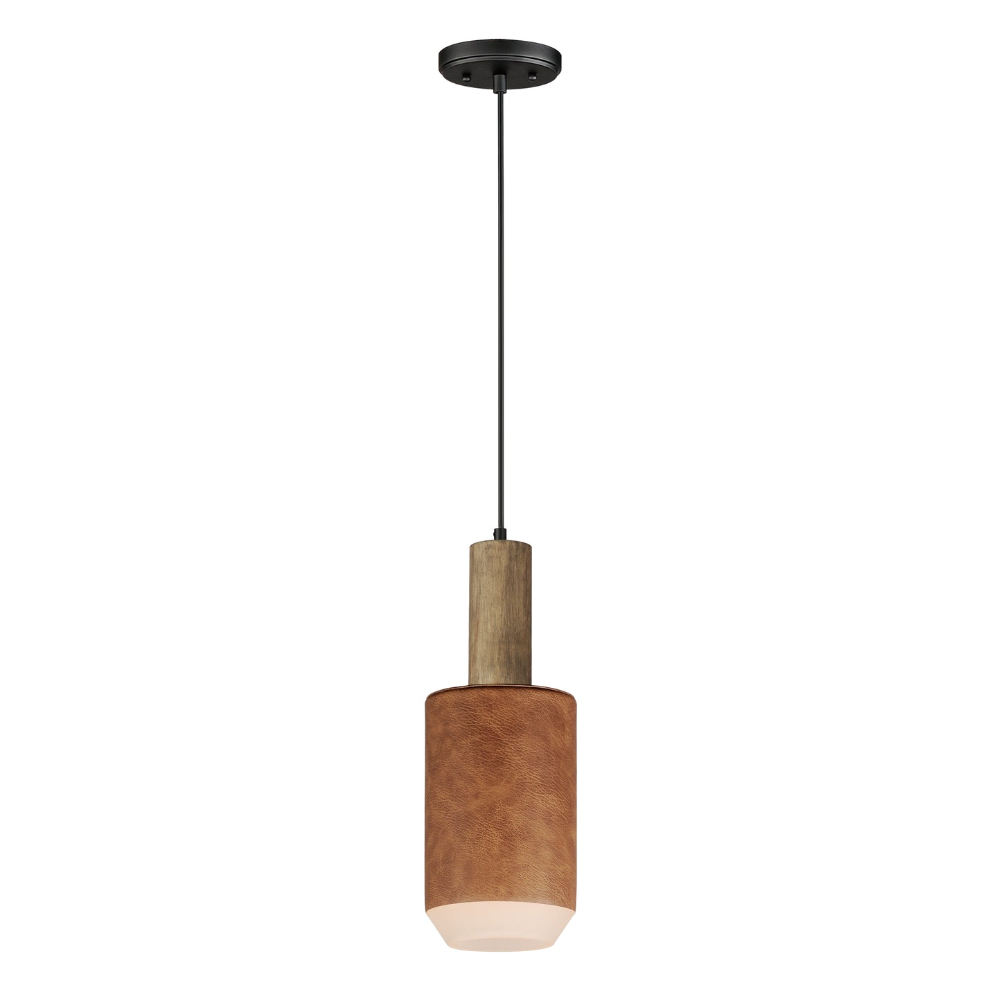 Scout LED Pendant Weathered Wood/Tan Leather by Maxim Lighting