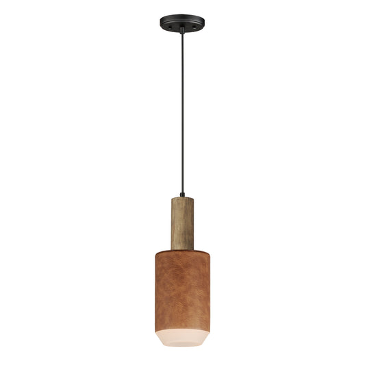 Scout LED Pendant Weathered Wood/Tan Leather by Maxim Lighting