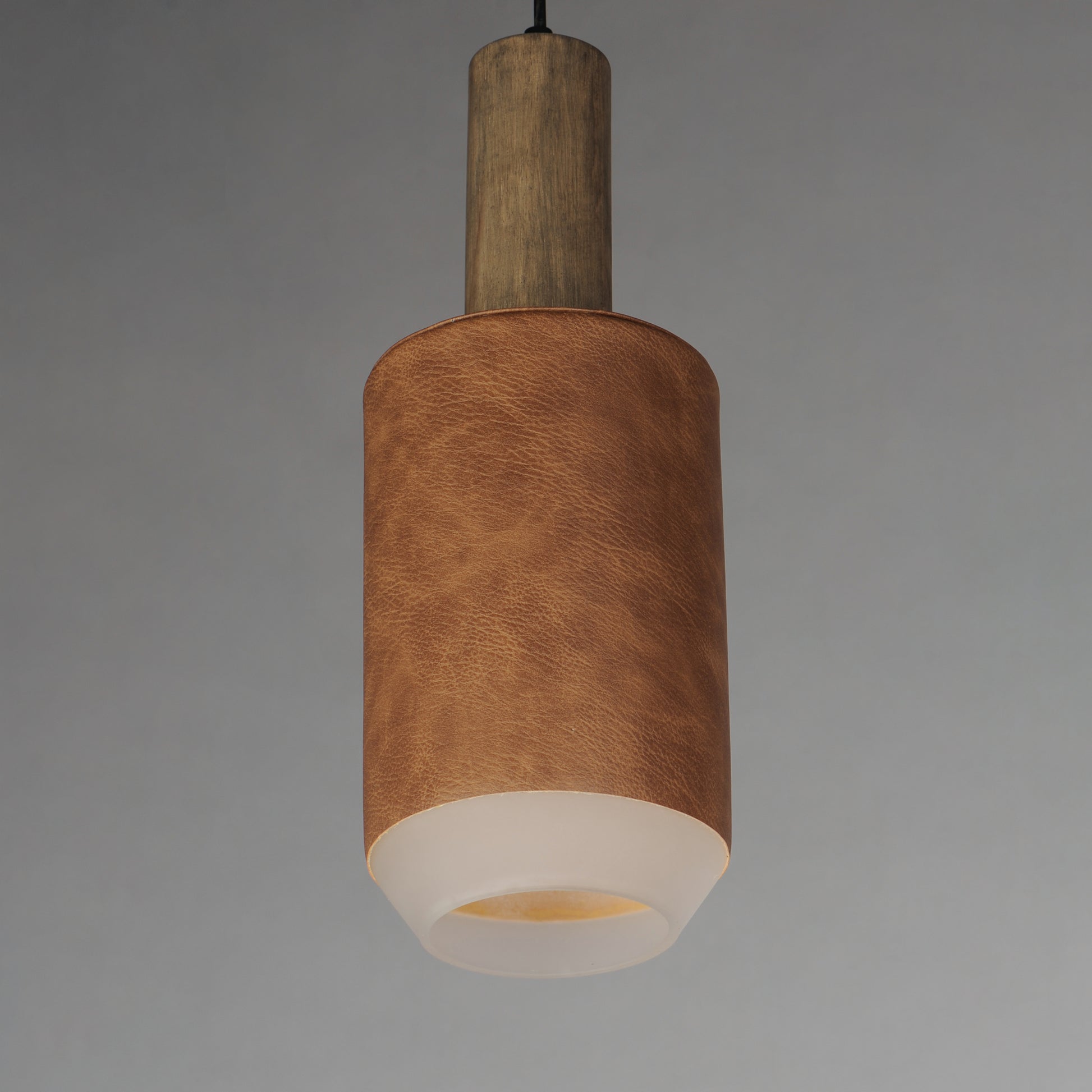 Scout LED Pendant Weathered Wood/Tan Leather by Maxim Lighting