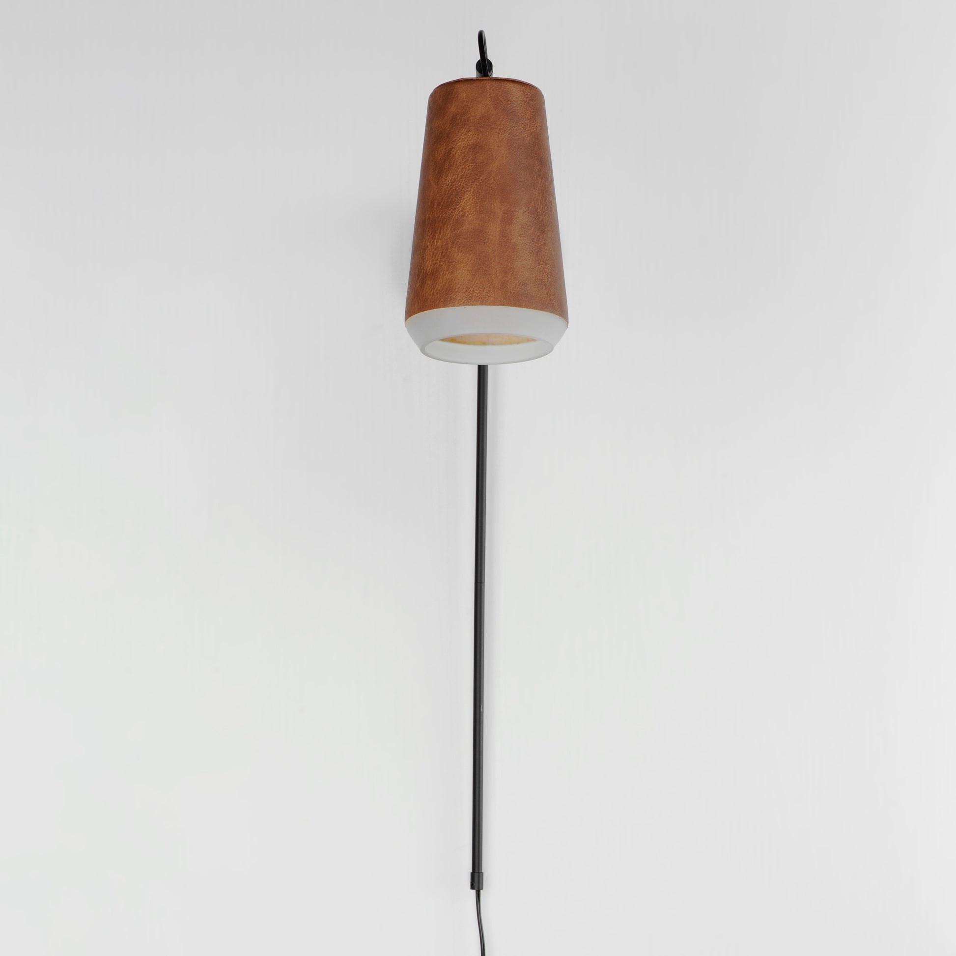 Scout Swing Arm LED Sconce Weathered Wood/Tan Leather by Maxim Lighting