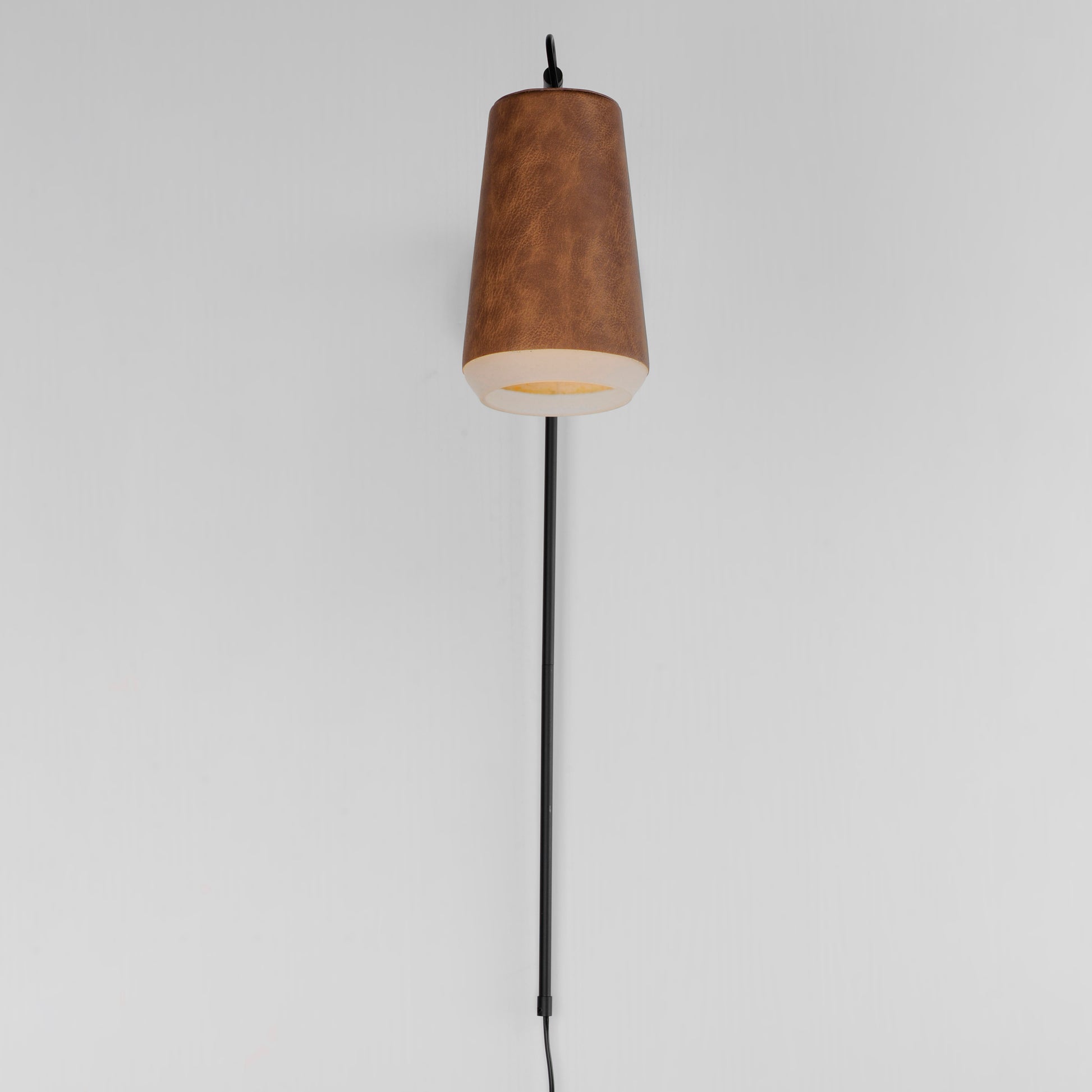 Scout Swing Arm LED Sconce Weathered Wood/Tan Leather by Maxim Lighting