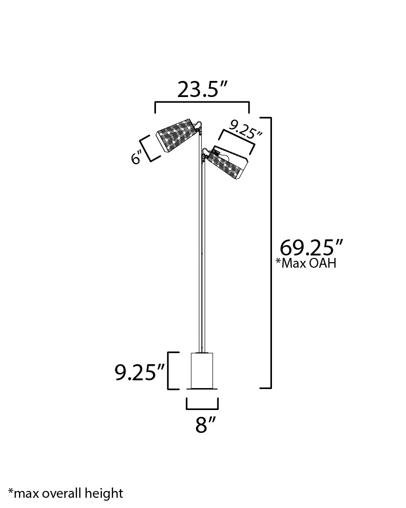 Scout 2-Light LED Floor Lamp Weathered Wood/Tan Leather by Maxim Lighting