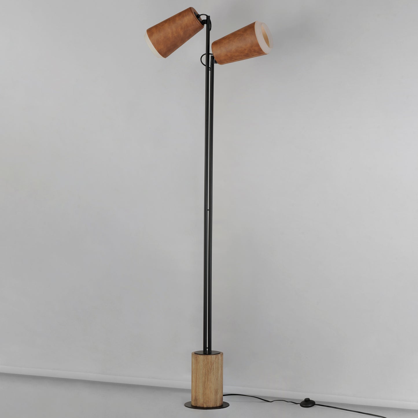 Scout 2-Light LED Floor Lamp Weathered Wood/Tan Leather by Maxim Lighting