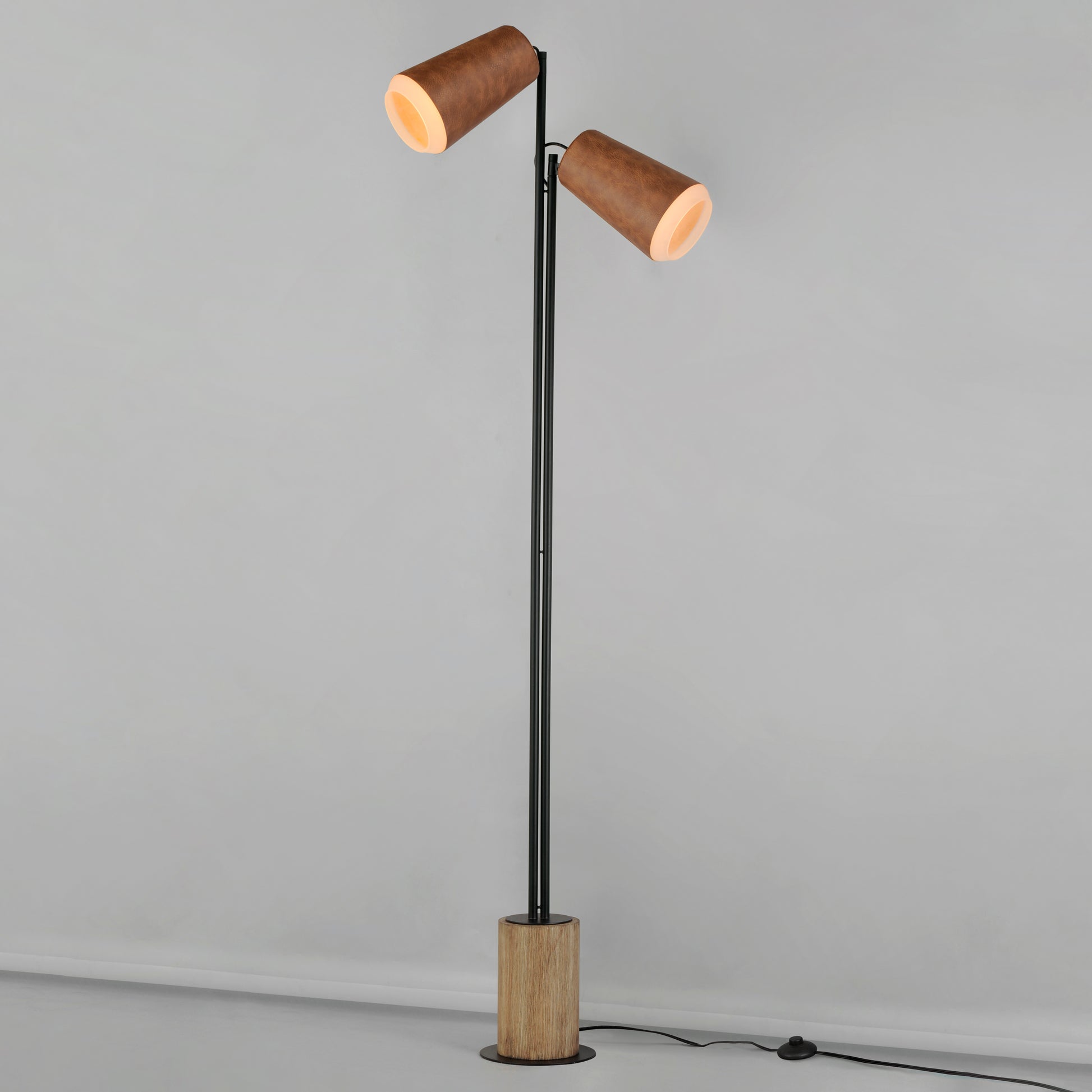 Scout 2-Light LED Floor Lamp Weathered Wood/Tan Leather by Maxim Lighting