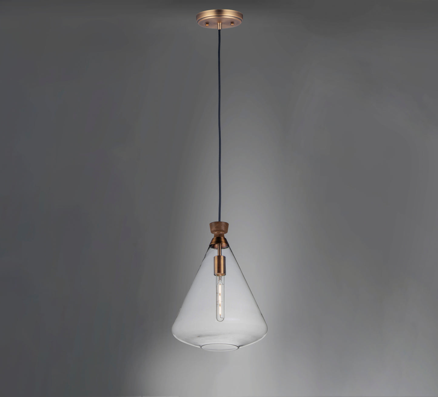 Abbott Pendant Weathered Oak/Antique Brass by Maxim Lighting