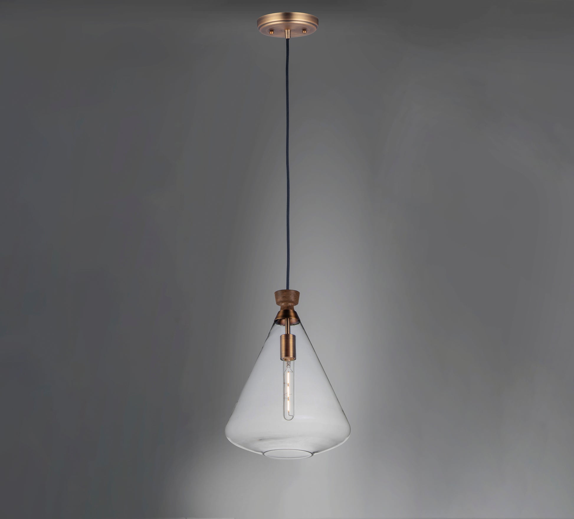 Abbott Pendant Weathered Oak/Antique Brass by Maxim Lighting