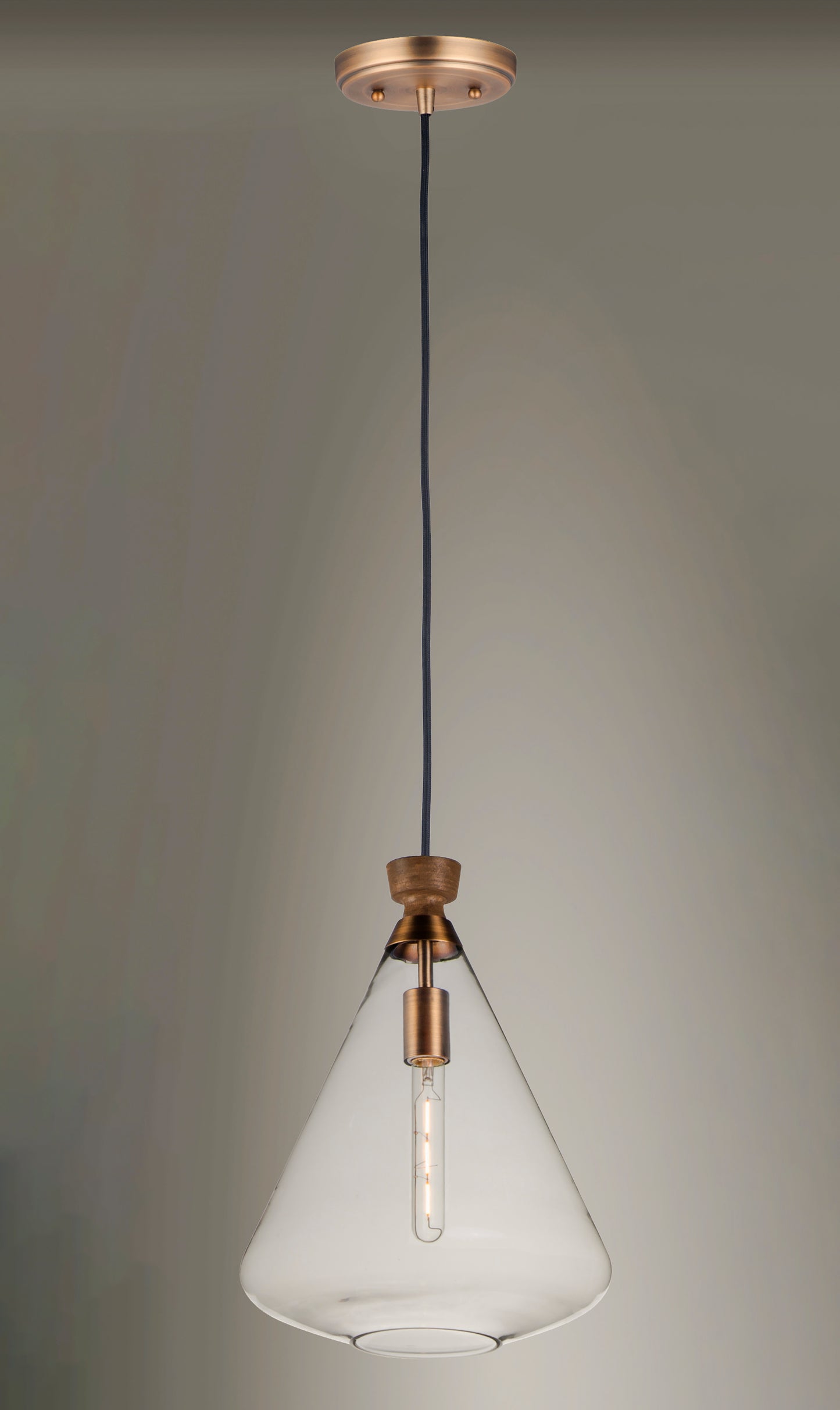 Abbott Pendant Weathered Oak/Antique Brass by Maxim Lighting