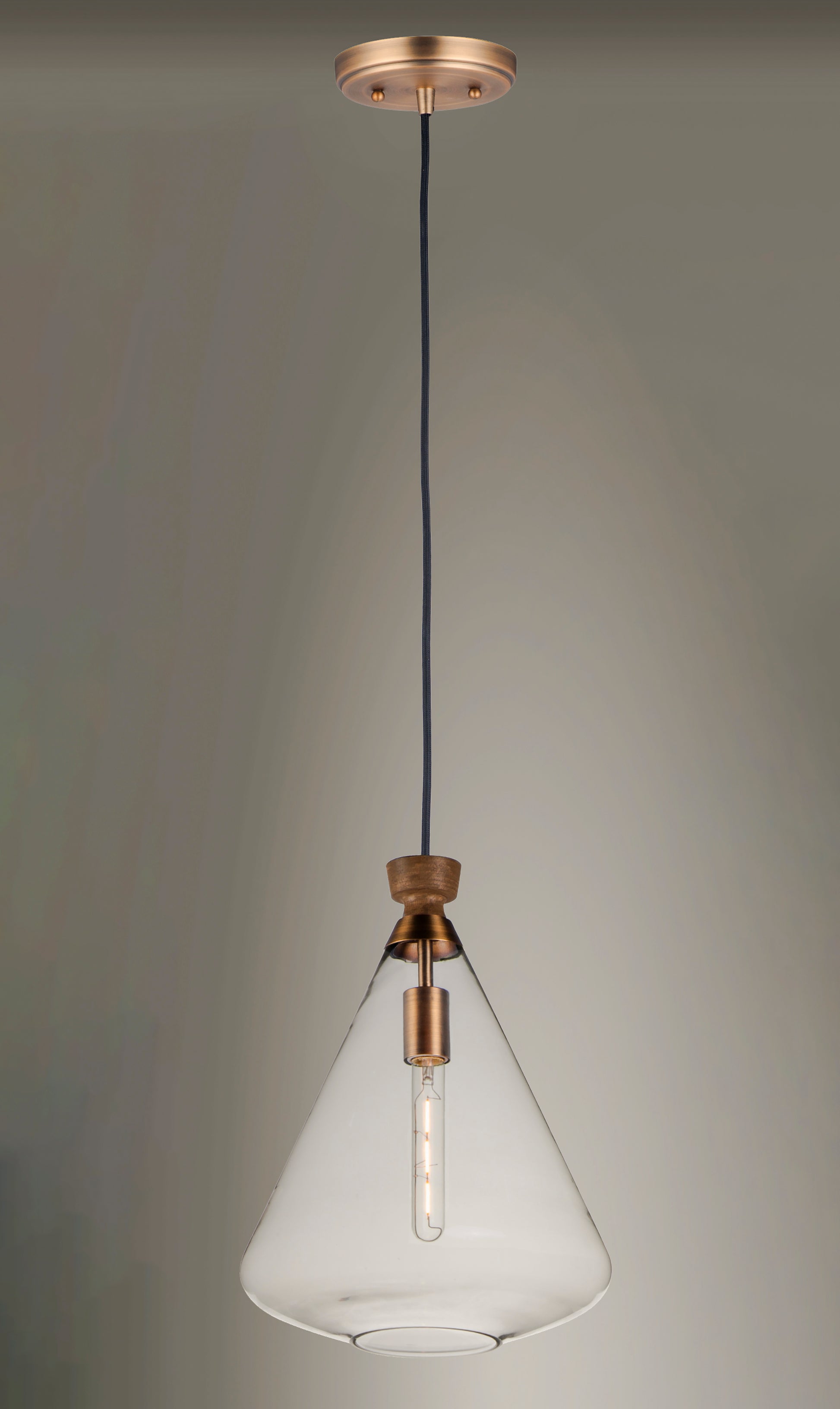 Abbott Pendant Weathered Oak/Antique Brass by Maxim Lighting