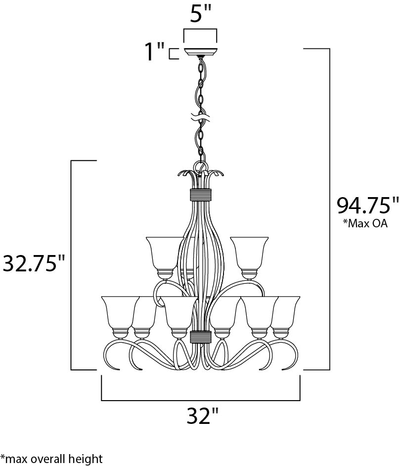 Basix 9-Light Chandelier Satin Nickel by Maxim Lighting