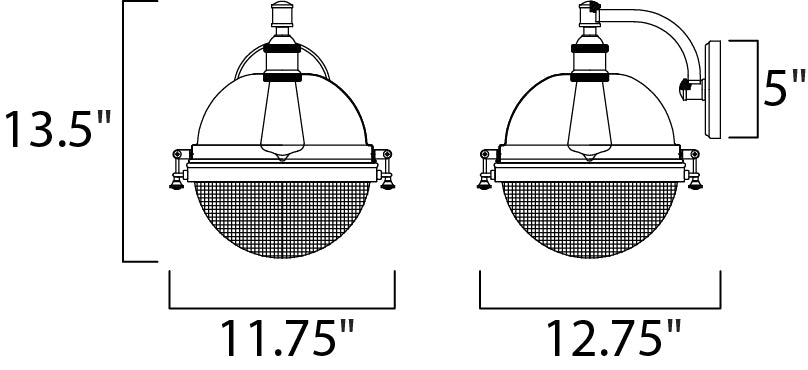 Portside 12" Outdoor Wall Sconce Oil Rubbed Bronze/Antique Brass by Maxim Lighting
