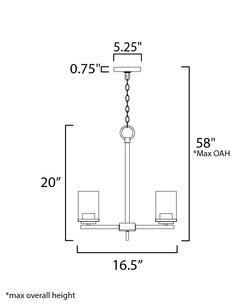 Corona 3-Light Chandelier Black by Maxim Lighting