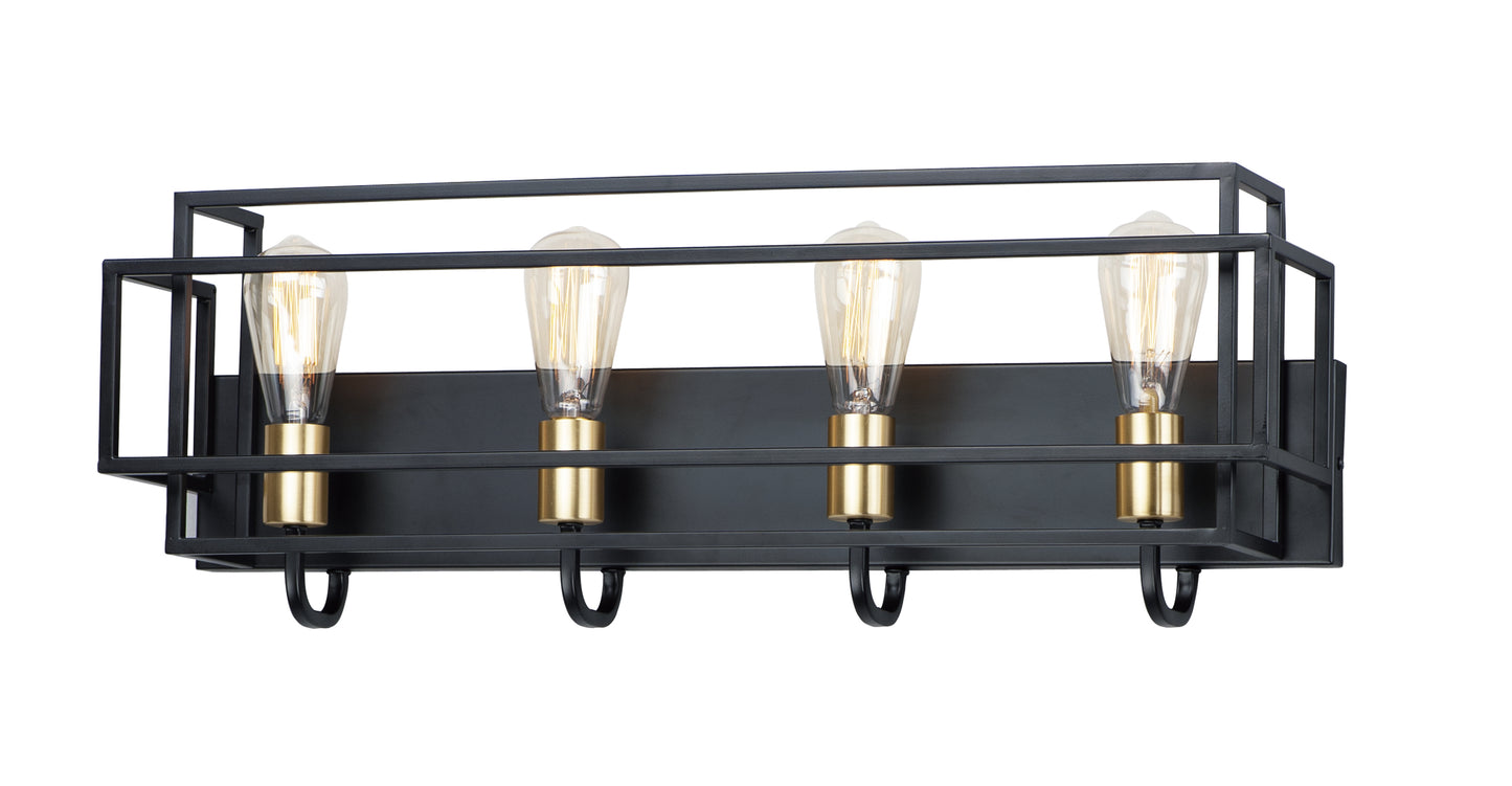 Liner 4-Light Bath Vanity Black/Satin Brass by Maxim Lighting