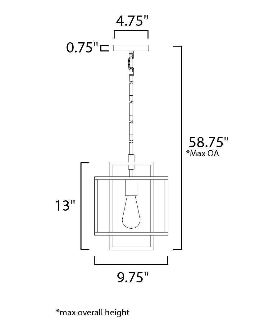 Liner Pendant Black/Satin Brass by Maxim Lighting