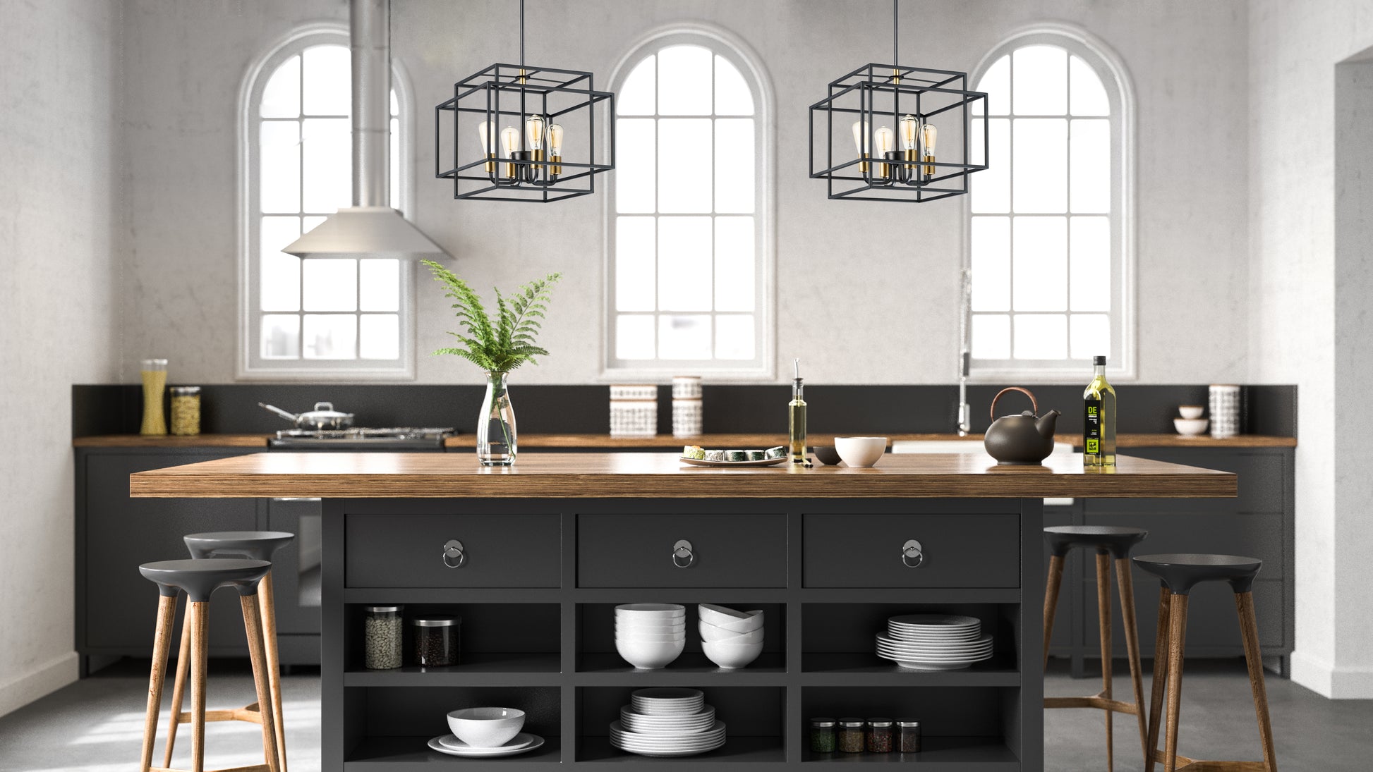Liner Pendant Black/Satin Brass by Maxim Lighting