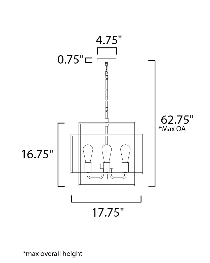 Liner 4-Light Pendant Black/Satin Brass by Maxim Lighting