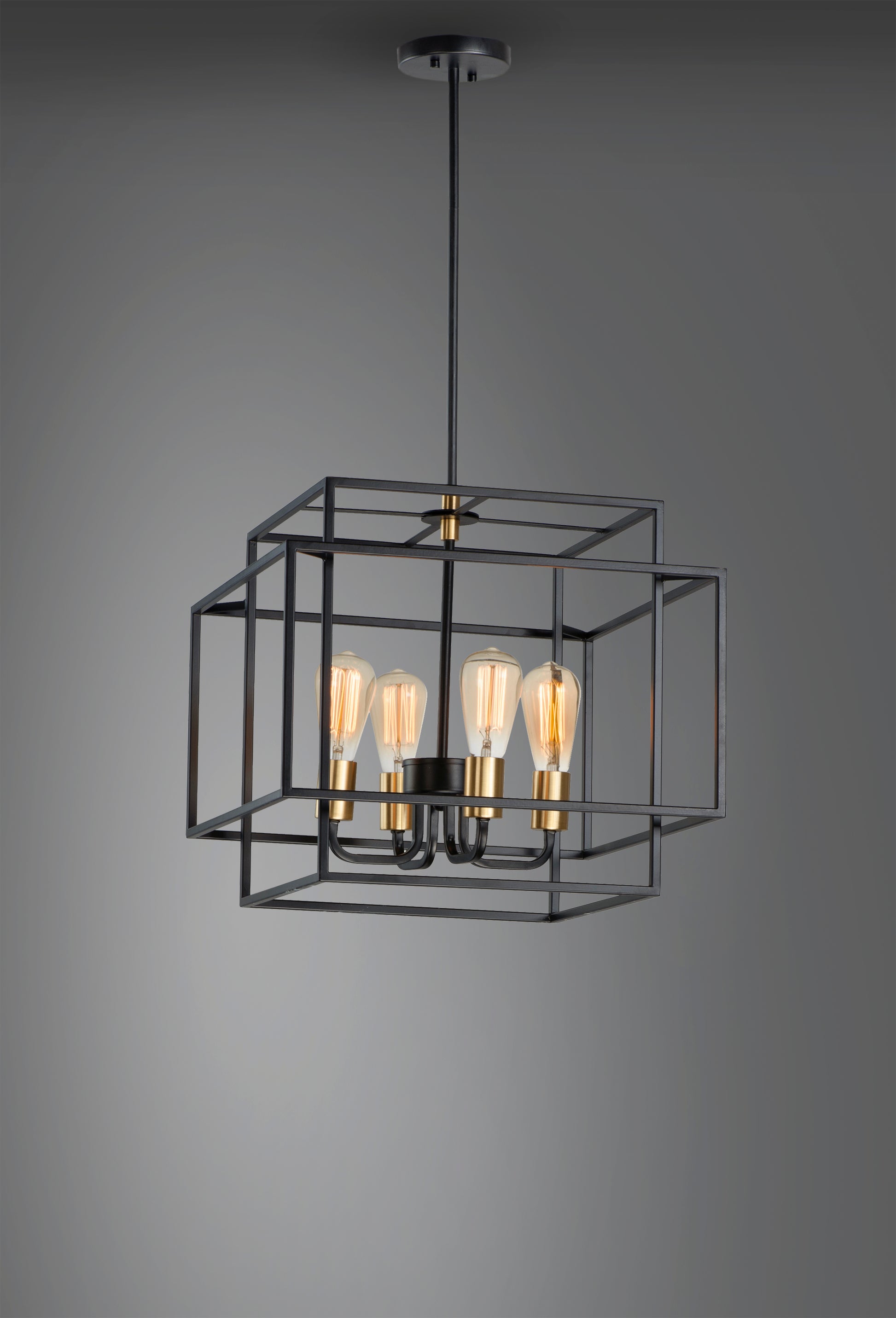 Liner 4-Light Pendant Black/Satin Brass by Maxim Lighting