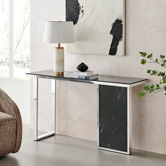 Monolith Chic Marble Console Table - Finesse Decor CON-3309-BGC