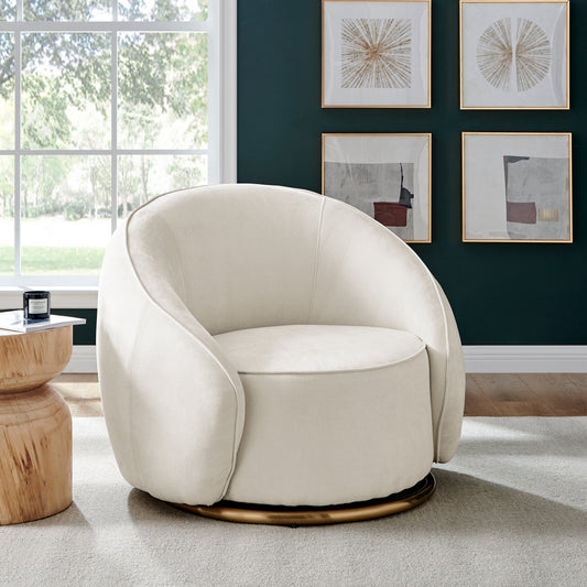 Ivory Swing Luxury Swivel Accent Chair - Finesse Decor AC-33012-BES