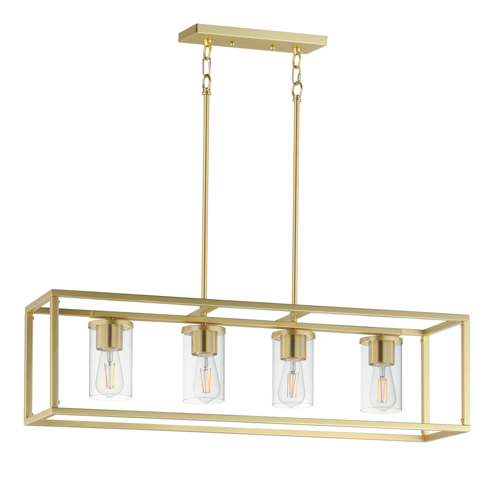 Lateral 4-Light Linear Pendant Satin Brass by Maxim Lighting