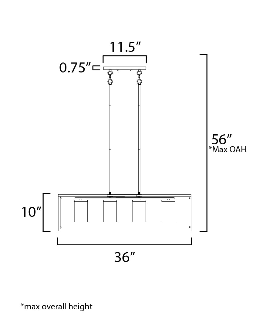 Lateral 4-Light Linear Pendant Satin Nickel by Maxim Lighting