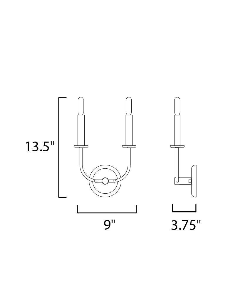 Wesley 2-Light Wall Sconce Black/Satin Nickel by Maxim Lighting