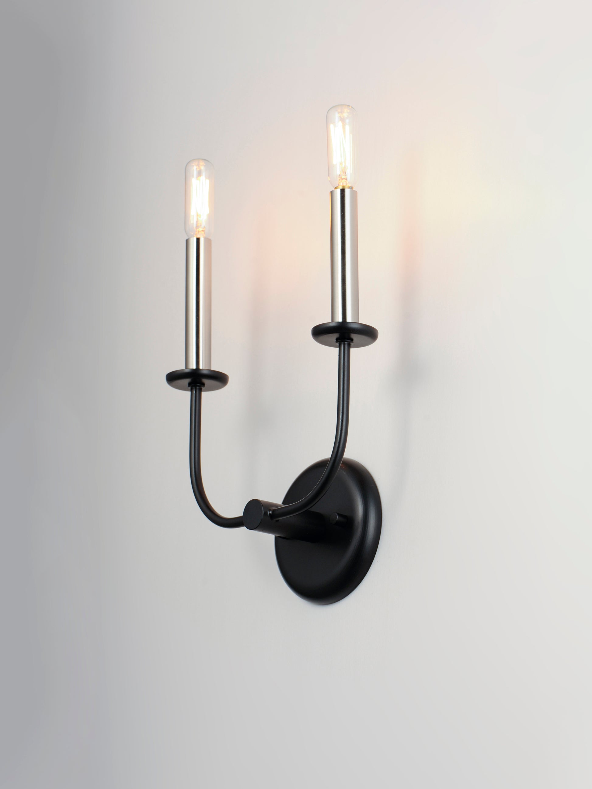 Wesley 2-Light Wall Sconce Black/Satin Nickel by Maxim Lighting