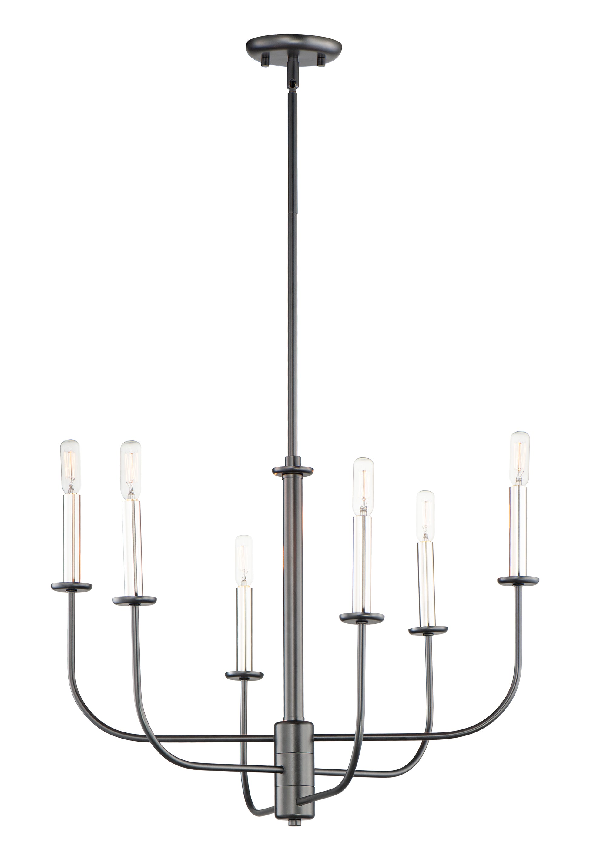 Wesley 6-Light Chandelier Black/Satin Nickel by Maxim Lighting