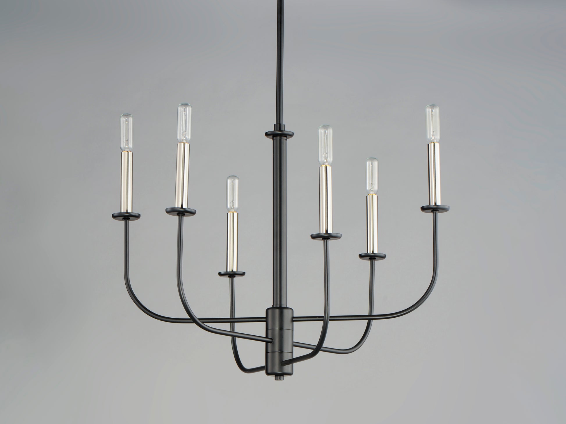 Wesley 6-Light Chandelier Black/Satin Nickel by Maxim Lighting