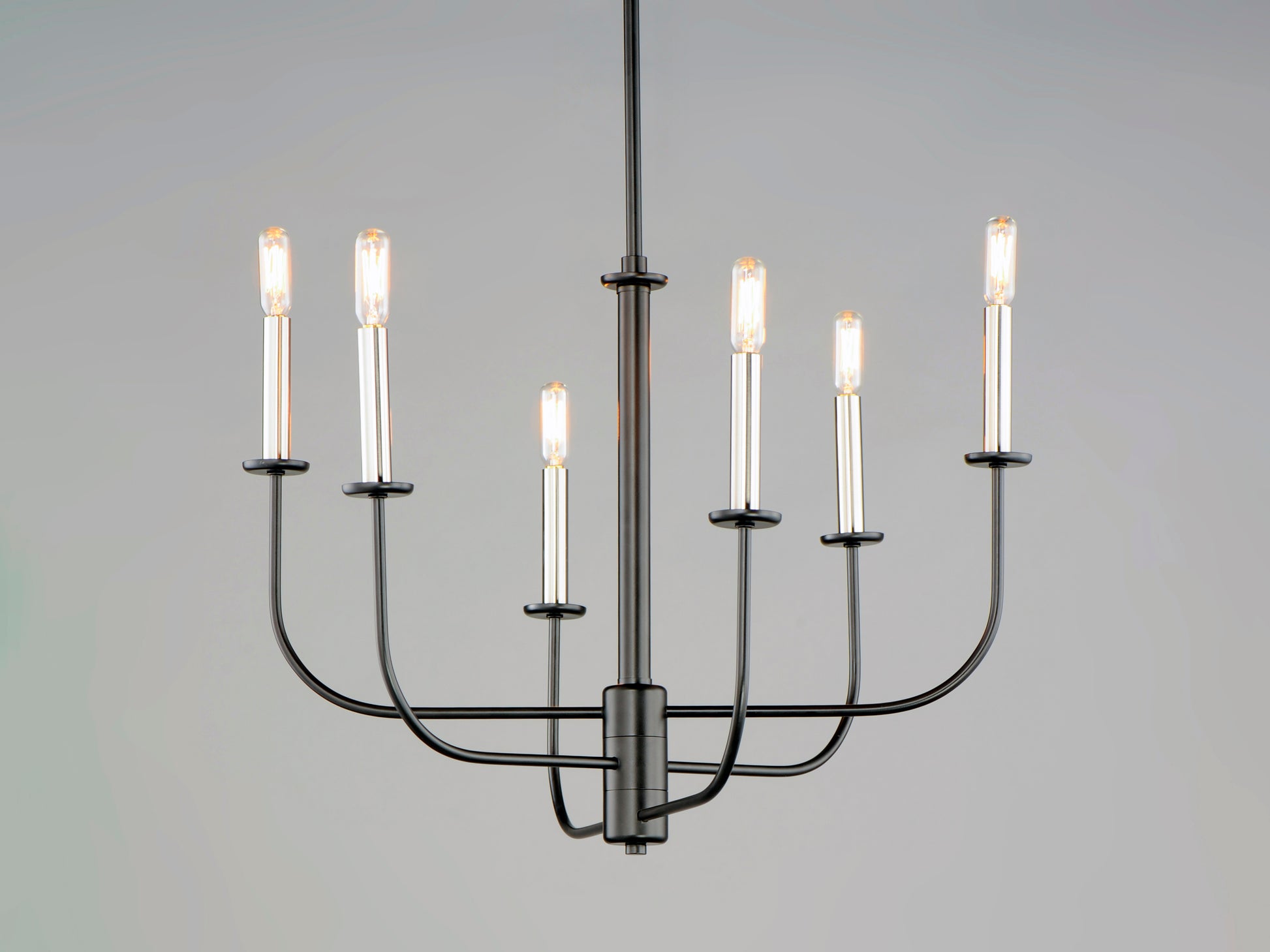 Wesley 6-Light Chandelier Black/Satin Nickel by Maxim Lighting