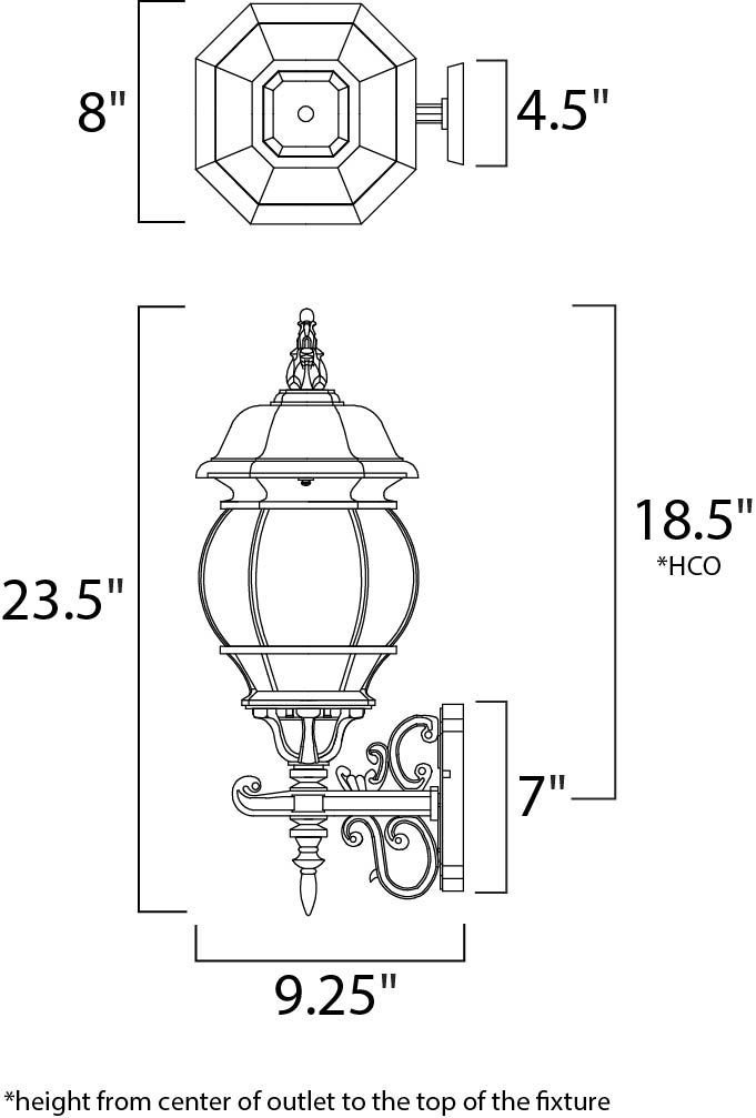Crown Hill 3-Light Outdoor Wall Lantern Black by Maxim Lighting