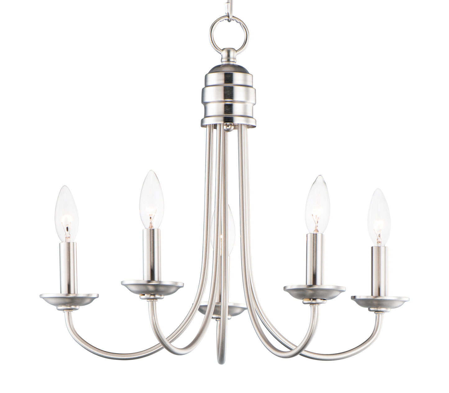 Logan 5-Light Candle Chandelier Satin Nickel by Maxim Lighting