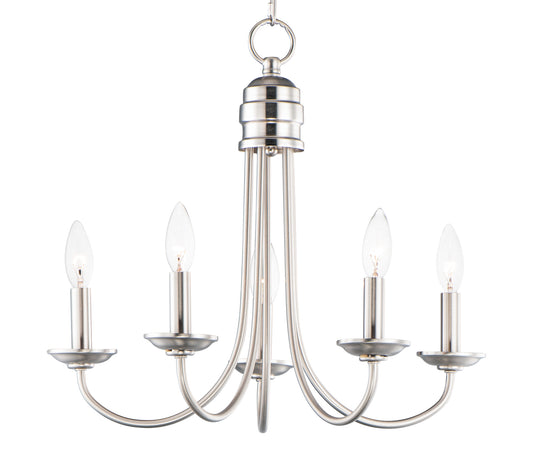 Logan 5-Light Candle Chandelier Satin Nickel by Maxim Lighting