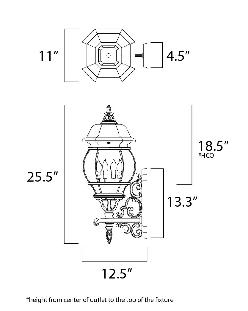 Crown Hill 4-Light Outdoor Wall Lantern Black by Maxim Lighting