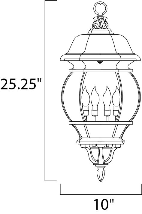 Crown Hill 4-Light Outdoor Hanging Lantern Black by Maxim Lighting