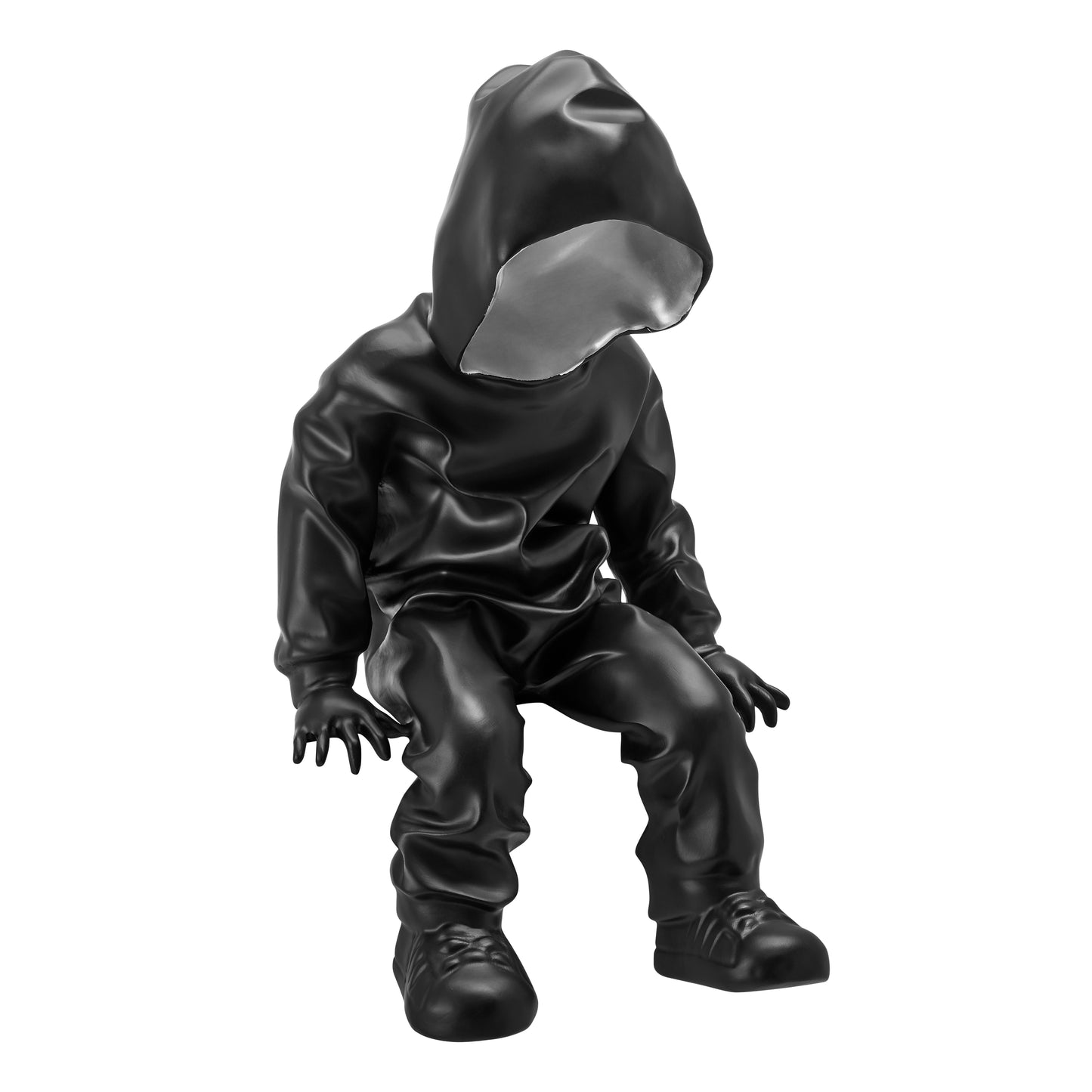 Cool Dude with Hoodie Sculpture Black & Chrome by Finesse Decor C-0920-BCR