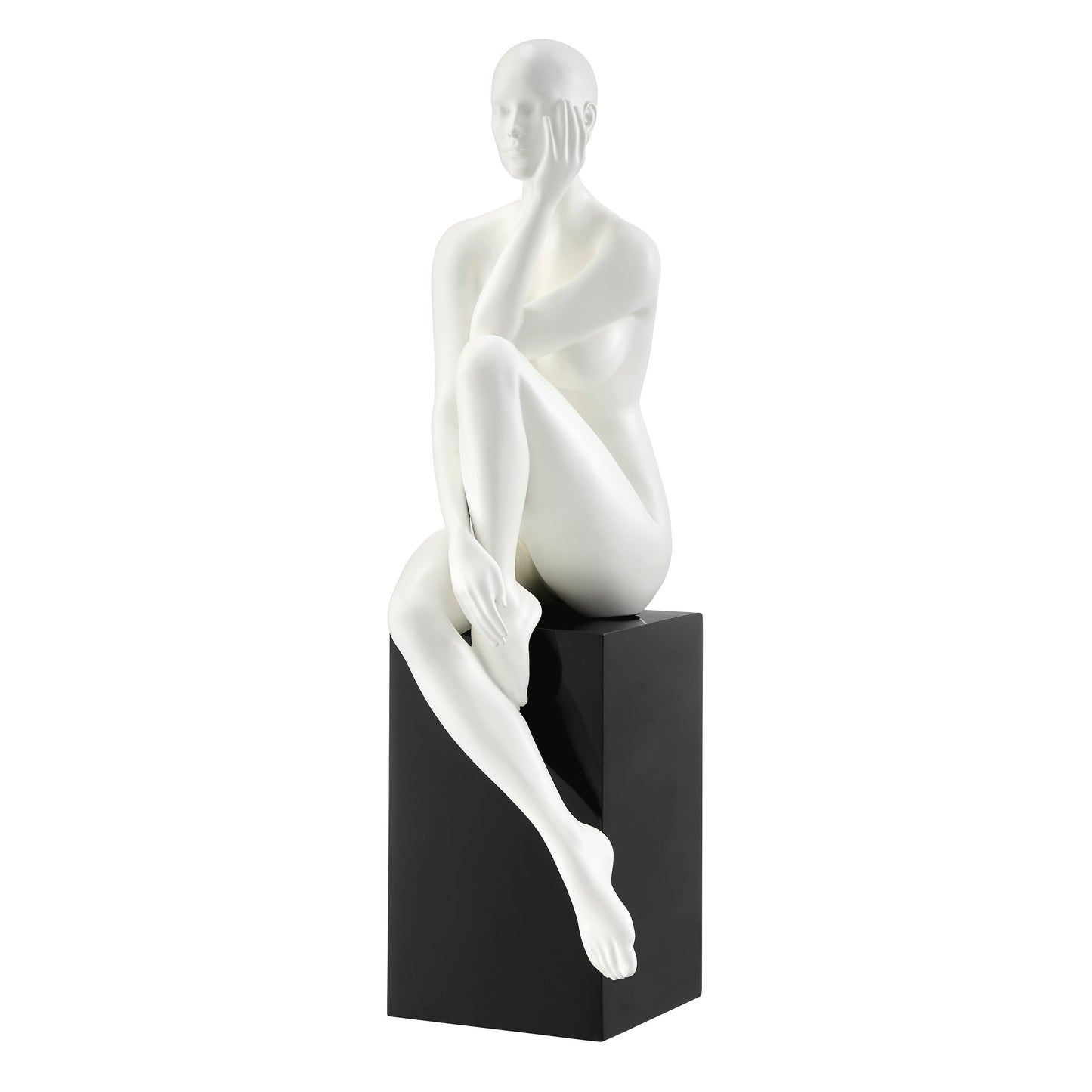 Antoinette Doll Sculpture Matte White with Black Base by Finesse Decor C-7025-B/MW
