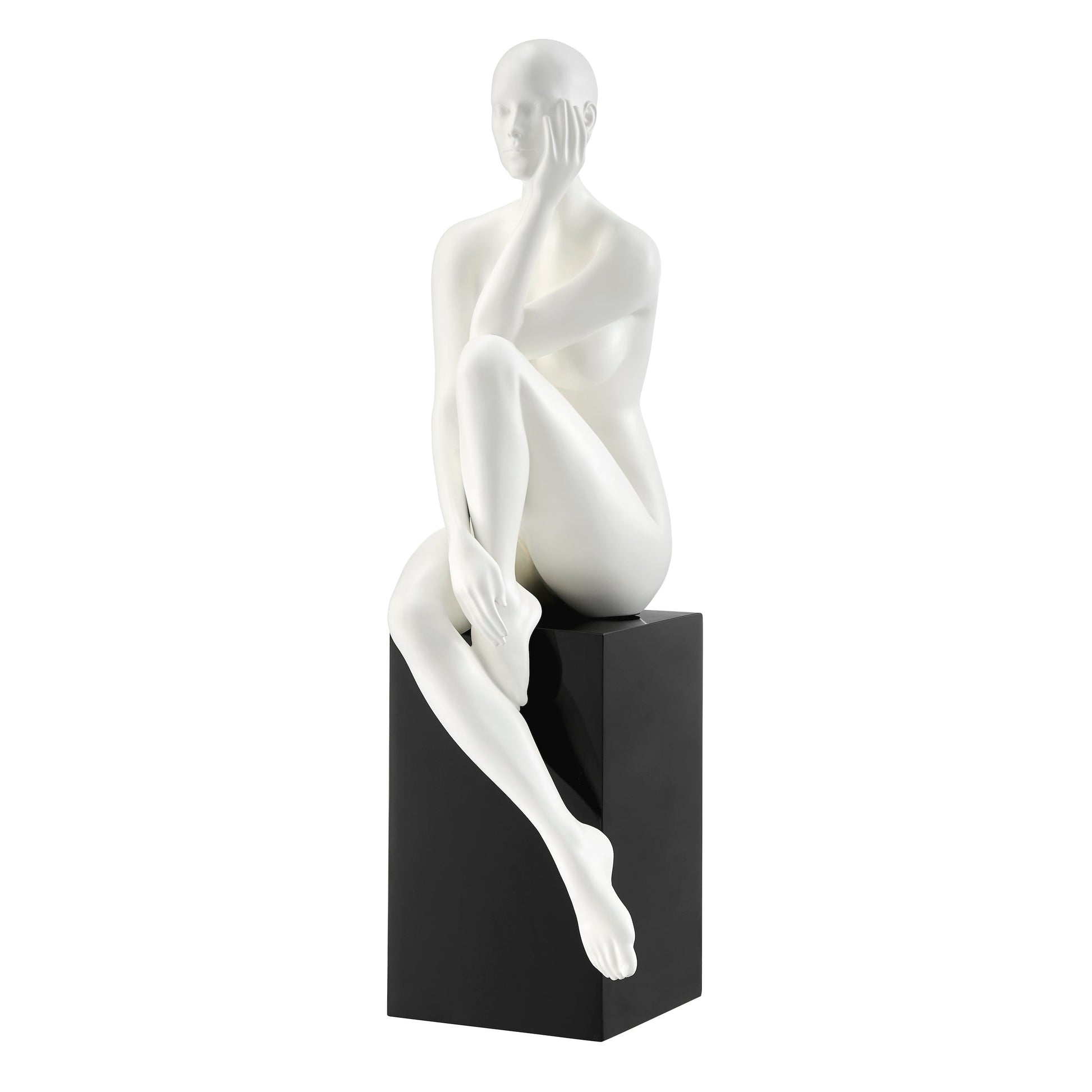 Antoinette Doll Sculpture Matte White with Black Base by Finesse Decor C-7025-B/MW