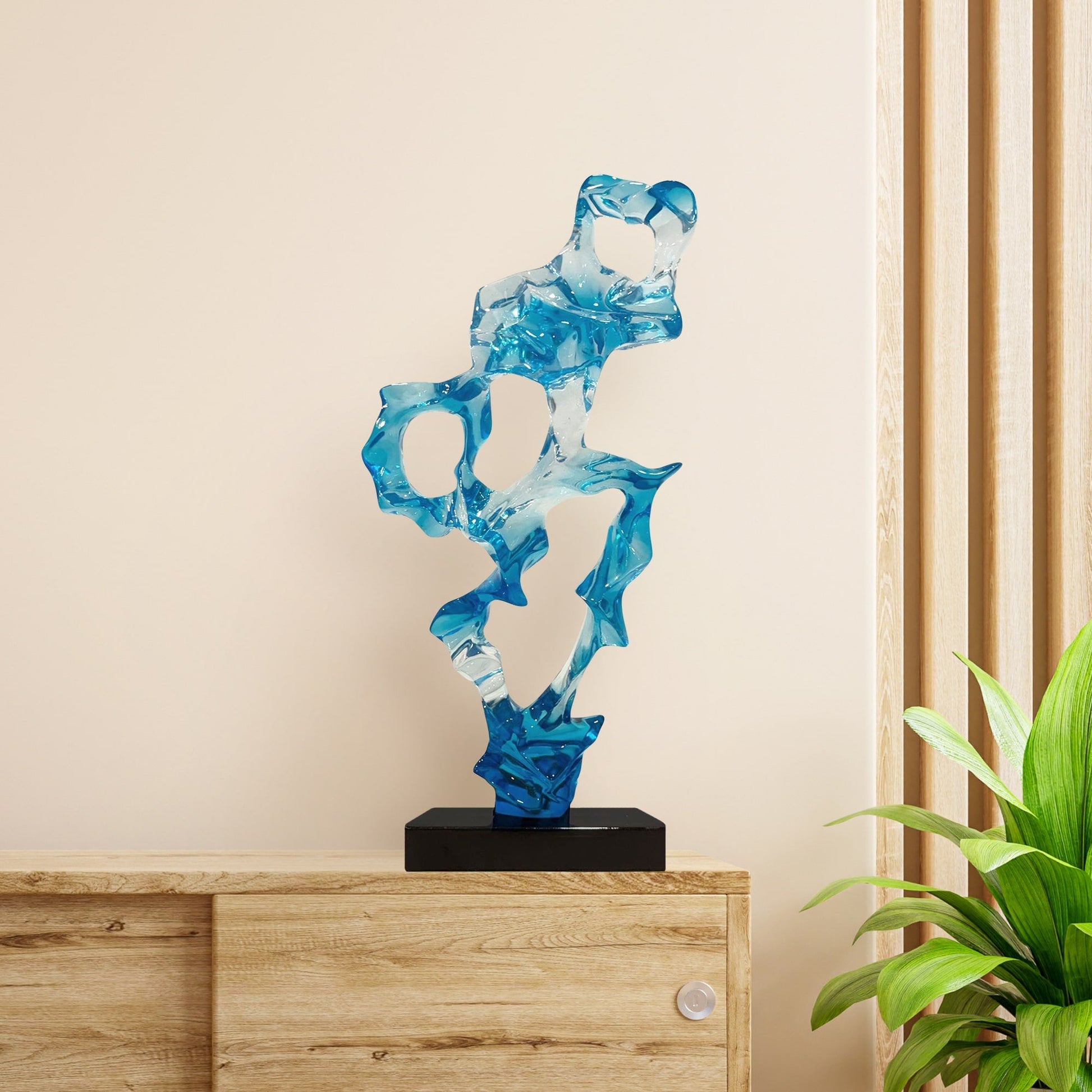 Clear Blue Resin Sculpture by Finesse Decor CRY-P25-CB