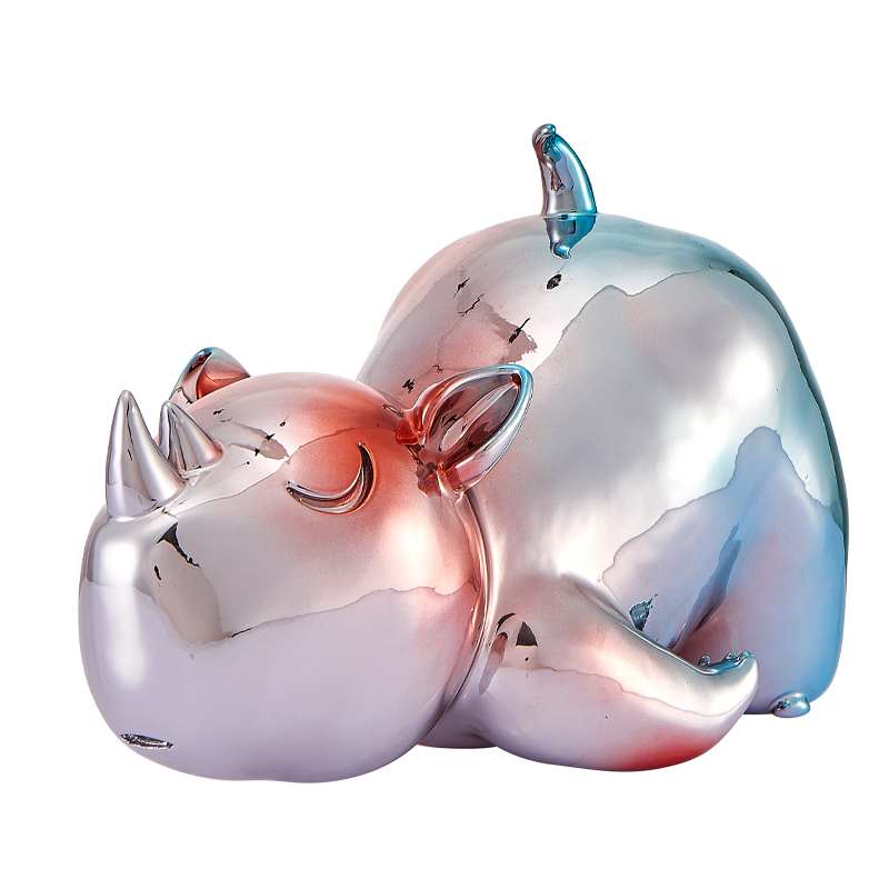 Red and Blue Chrome Rhino by Finesse Decor RO-P25-RC