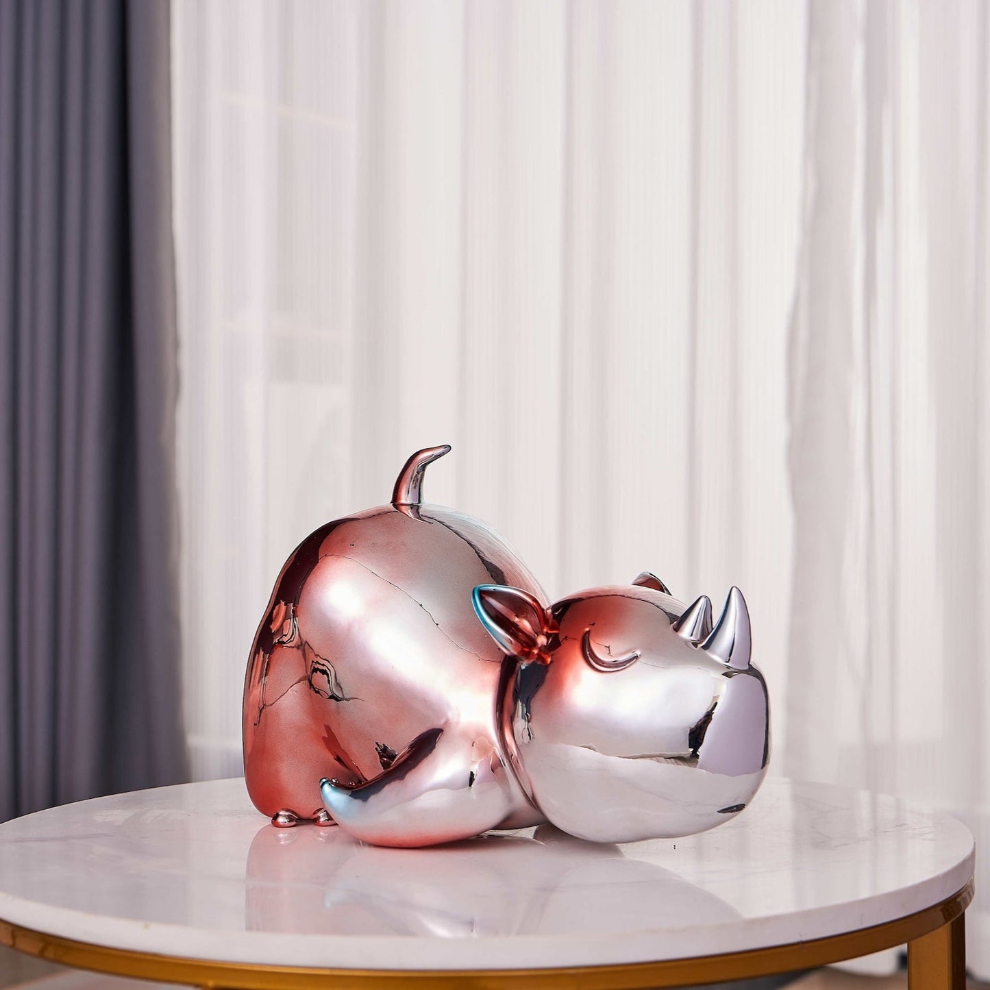 Red and Blue Chrome Rhino by Finesse Decor RO-P25-RC