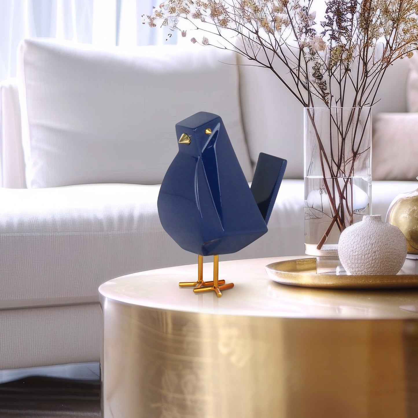 Bird Sculpture Large Navy Blue by Finesse Decor C-BIRD-6L