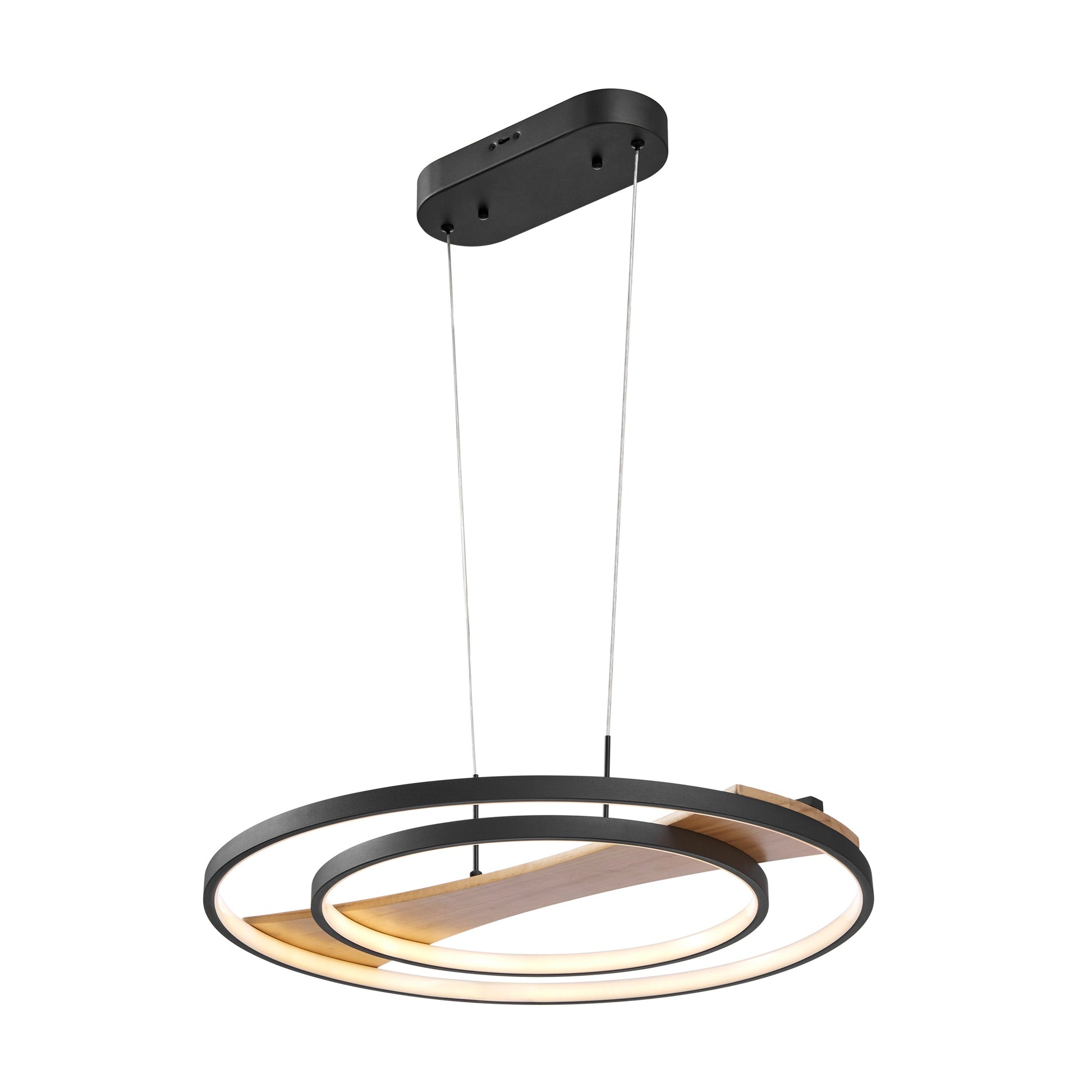 Chandelier Lamp Satin Black & Wood by Finesse Decor CH-M25-2B