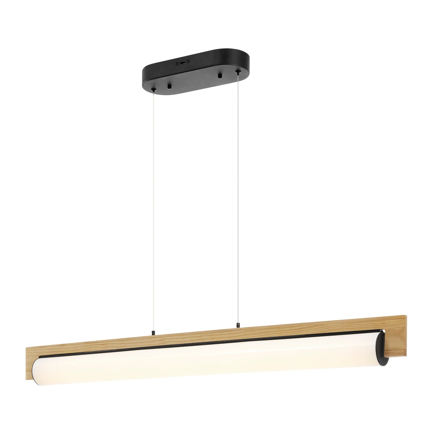 Chandelier Linear Satin Black & Wood by Finesse Decor CH-M25-5B