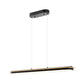 Chandelier Curved Linear Satin Black & Wood - Finesse Decor CH-M25-6B
