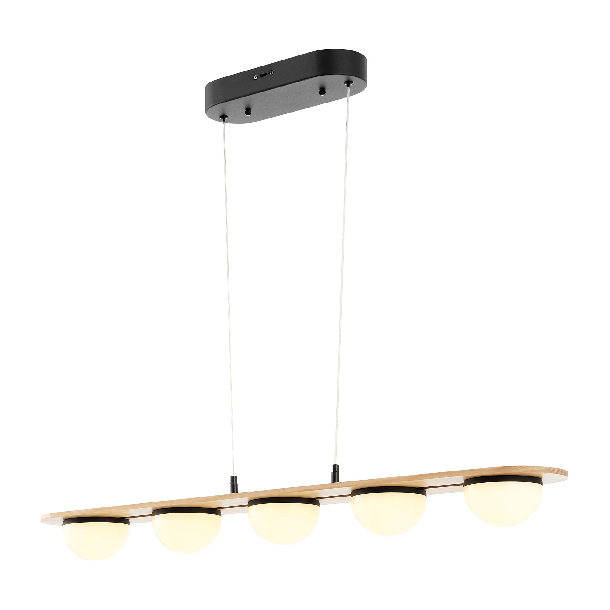 Chandelier 5 Lights Satin Black & Wood by Finesse Decor CH-M25-8B