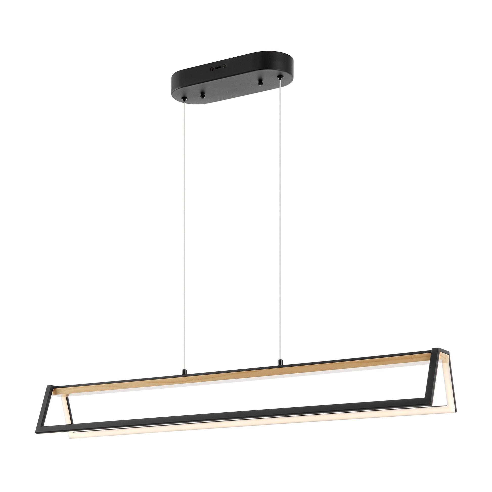 Chandelier Satin Black & Wood by Finesse Decor CH-M25-9B